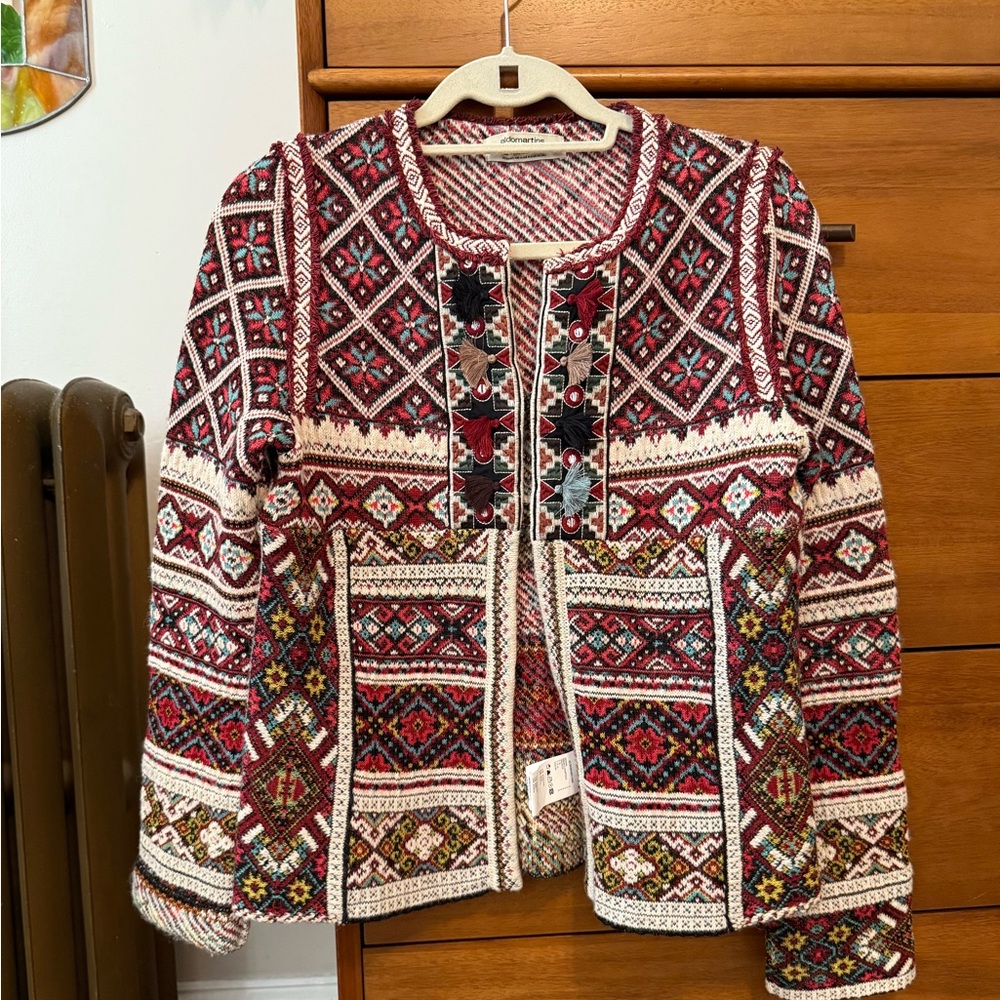 Gorgeous Aldomartins Barcelona Anthropologie Geometric Boho Knit Jacket Size S